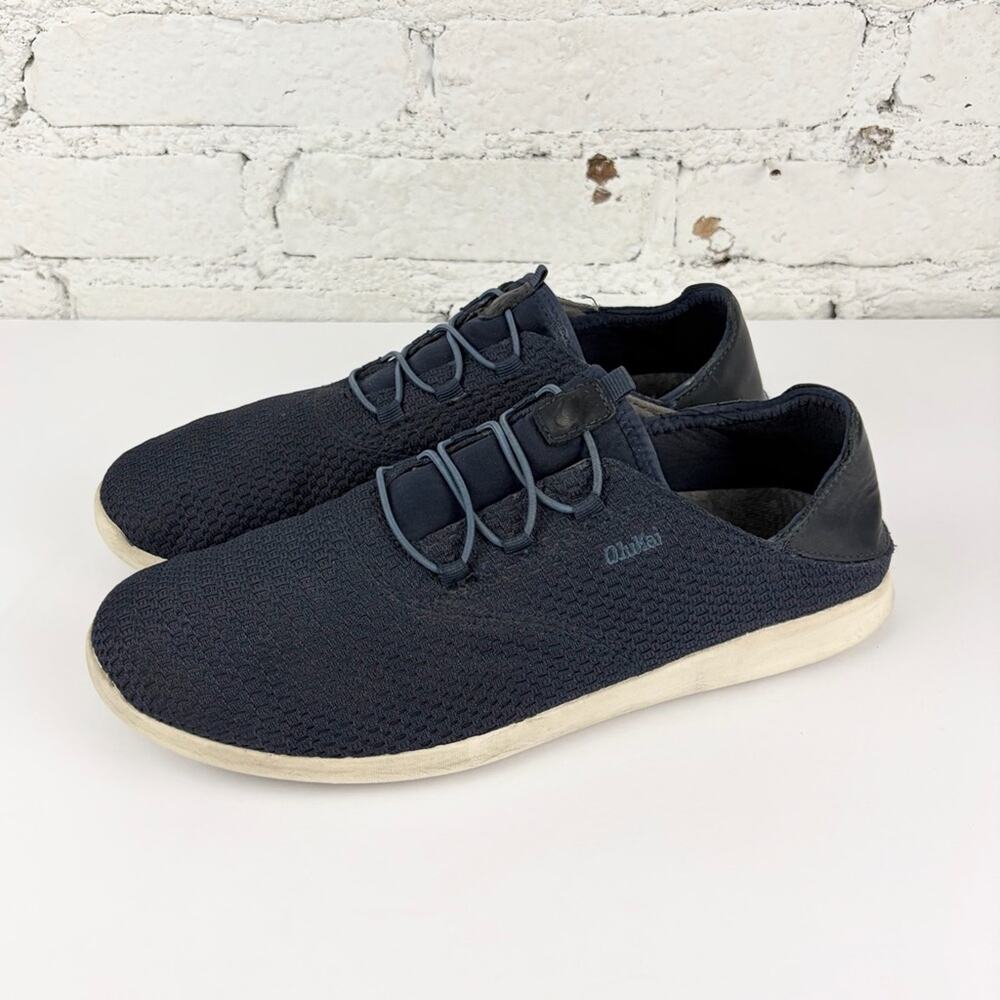 Olukai Alapa Li Navy Blue Mesh Elastic Lace Slip On Sneaker Loafers 10